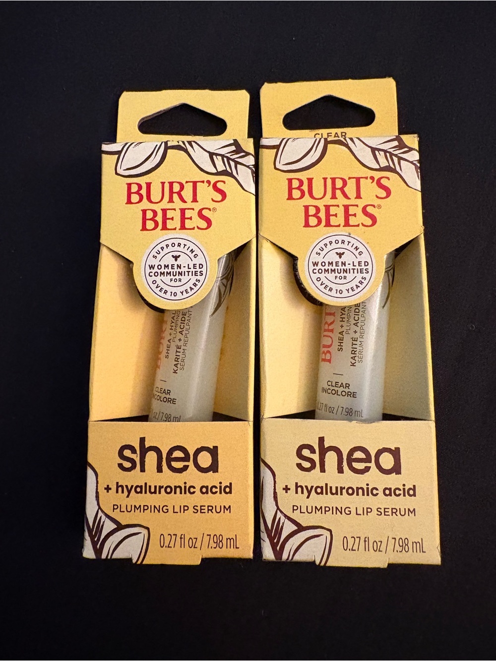 Burt’s Bees two pack Plumping Lip Serum w/Shea & Hyaluronic Acid NIB color clear